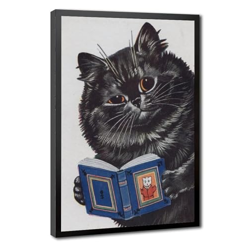 Tableau chat victorien Louis Wain deco murale bureau en toile retro 50x75 cm