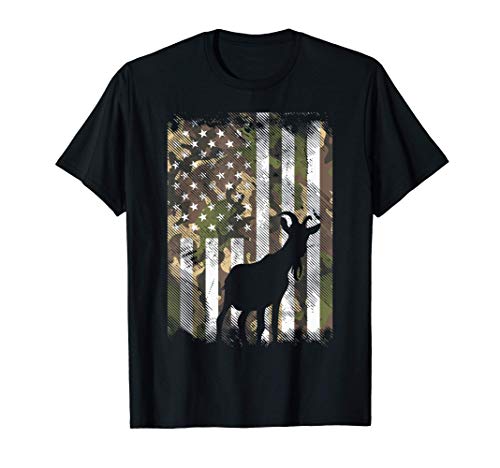 Camo US Flag Goat Vintage Farm Animal Patriotic Farmer Gift Camiseta