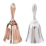 Fashioncraft Hand Bell, 2pcs Loud Call Bell Wedding Bells Desk Bell Tea Dinner Bell Classroom Bell for Teachers, Rose Gold and Silver Handbells Set