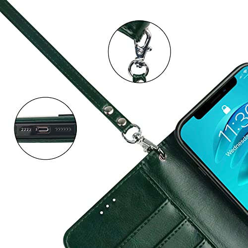 Bocasal Detachable Wallet Case for iPhone 14 Pro Max RFID Blocking Card Slots Holder Premium PU Leather Magnetic Kickstand Shockproof Wrist Strap Removable Flip Protective Cover 5G 6.7 inch (Green) by Bocasal - Image 9