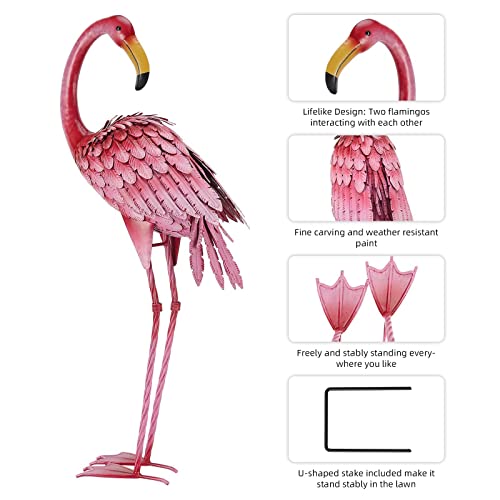 Ratuor Flamingo Garden Statue, Outdoor Statues, Pink Flamingo Sculpture, Patio, Lawn, Backyard Decorations, Decor For Outside, Metal Yard Art, Set Of 2 #TOP6