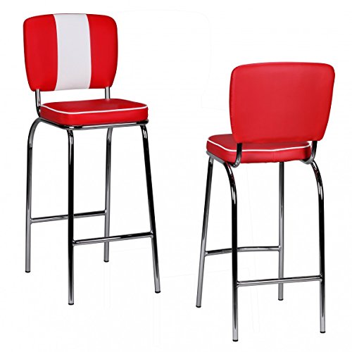 KADIMA DESIGN Tabouret de bar américain 50s Diner tabouret rétro bar blanc rouge tabouret de bar