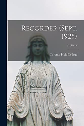 Recorder (Sept. 1925); 31, no. 4