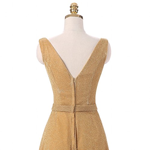 Oyisha Women's Pleated Glittery Formal Evening Dresses Long Bridesmaid Wedding Party Dress 2023 Gold 26Plus #TOP4