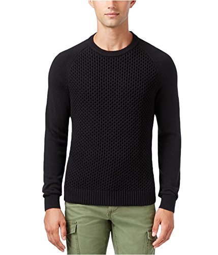 Tommy Hilfiger Mens Textured Pique Knit Sweater, Black, X-Large