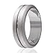 ROQ Silicone Wedding Ring for Men, Elegant, Affordable 8mm Silicone Rubber Wedding Bands, Singles & 4 Pack, Brushed Top Beveled Edges - Black, Metal Silver, Dark Gray