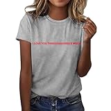 Motiv-T-Shirt für Damen mit kurzen Ärmeln als weiche Freizeitbekleidung ideal für Feiern entspannte Familienfeste (Light Gray, L)