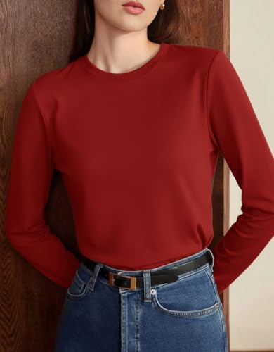 Image of JUNEBERRY Pure Cotton Round Neck Regular Fit Core Fashion Solid Full Sleeve T-Shirt for Women & Girls (Colors: Black, Cork, Green, Navy, Swanwhite & White)
