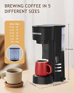 MIKESIER 3IN1 Single Serve Coffee Maker with Milk Frother, Small Coffee Machine for K Cup & Ground, 6-14oz Brew Size, 28oz Water Tank, Adjustable Drip Tray