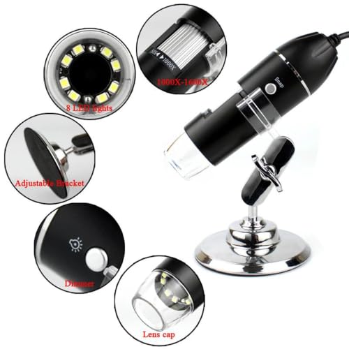 Zoom de 8 LED en microscopio digital tipo C con capacidad triple de conexión ajustable 3