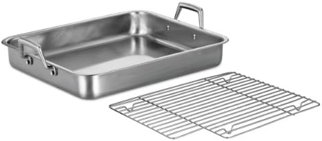 Tramontina Rectangular Roasting Pan with Basting Grill Stainless Steel 16.5-Inch, 80203/005DS