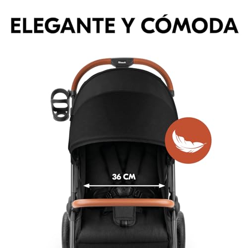 hauck Uptown Melange Black Silla de Paseo Ligera hasta 22 kg | Carrito Bebé Reclinable desde el Nacimiento - Ruedas de Goma - Portabotellas - Suspensión - UV 50+ - Altura ajustable - Cesta Grande - imagen 2