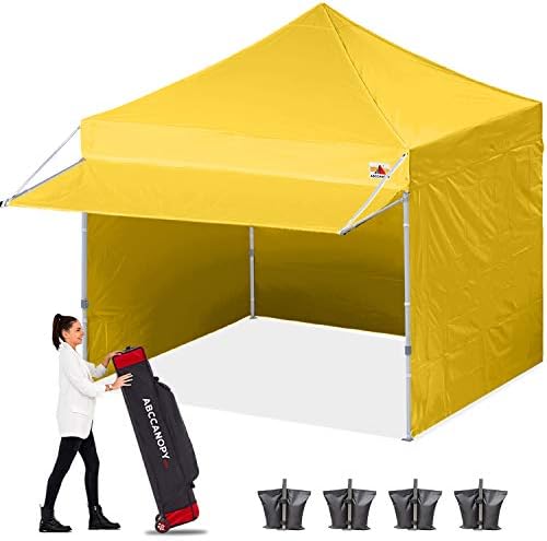 ABCCANOPY Ez Pop up Canopy Tent with Awning and Sidewalls 10x10 Market -Series, Yellow