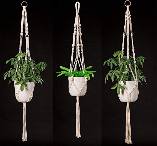 image for TIMEYARD Macrame Plant Hangers - 4 Pack, in Different Designs - Handma