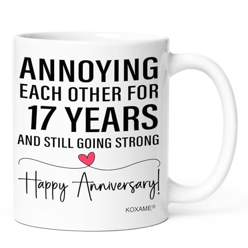 KOXAME 17th Wedding Anniversary Coffee Mugs 11oz, Annoying Each Other for 17 Years Couple Mug, Anniversary Romantic Couple Wedding Engagement Gifts for Her Him Wife Husband (17 year)