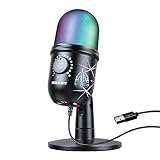 MRSDY USB Microphone, Plug and Play Gaming Mic for PC, Mac, PS4/5, Podcast Microphone with RGB,...