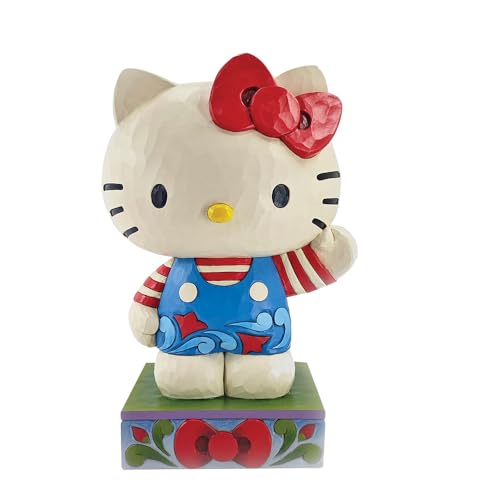 Enesco Sanrio by Jim Shore Hello Kitty Waving Classic Big Figurine- Stone Resin Hand Painted Crafted Collectible Hello Kitty Figurines Home Decor Large Statue, 14 Inch