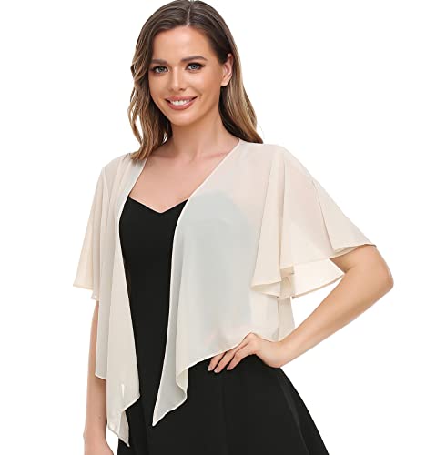 Image of Womens Shrug Chiffon Shawl Wraps Open Front Tie Top Cardigan for Evening Dress