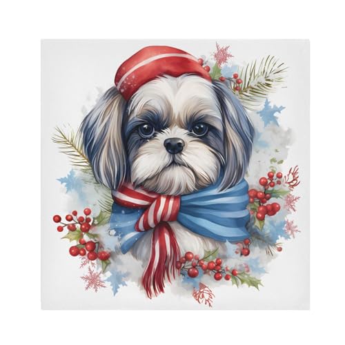 Servilletas de Tela Christmas Watercolor Perro x6 miniatura 1