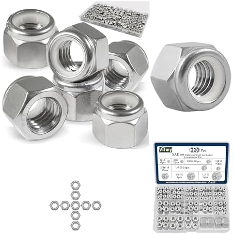 Vifmy 110 Pack 1/4"-20 Inch Lock Nuts & Vifmy Locknuts Assortment Kit (220 Piece) Cover