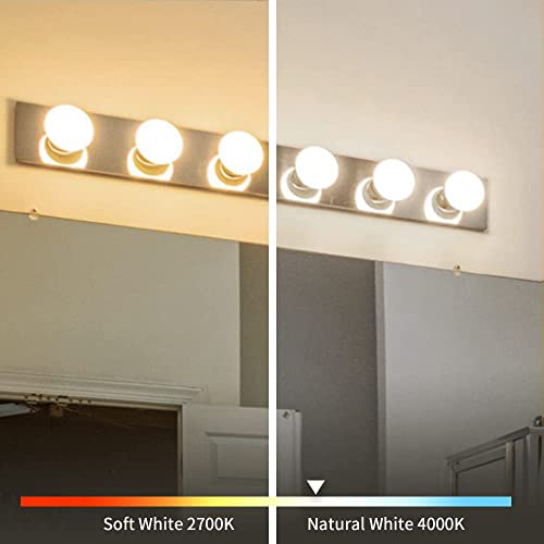 Yimiemit G25(G80) 5W Globe Led Edison Light Bulbs,Nautral White 4000K, Cri90 Dimmable 450Lm, E26 M, Droplight, Floor Lamp-6Packedium Base, Milky Glass Finishing, Perfect For Vanity Makeup Mirror #TOP3