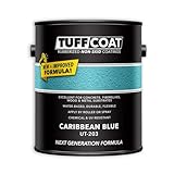 Tuff Coat Medium Texture Rubberized Non-Skid Deck Coating – Textured Non-Slip Safety Surface for Pool Decks, Docks, Boat Ramps, Patios, Walkways & High-Traffic Areas (UT-203 Caribbean Blue 1-gallon)