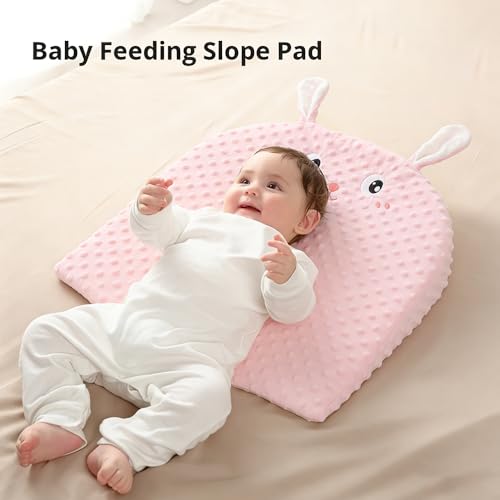 كرسي استرخاء للاطفال - عش نوم للاطفال قابل للتعديل 0-30 درجة ووسادة مضادة للارتجاع | سرير سفر لحديثي الولادة والرضع | يخفف القيء من الحليب | قماش قابل للغسل وجيد التهوية (ارنب بينك)