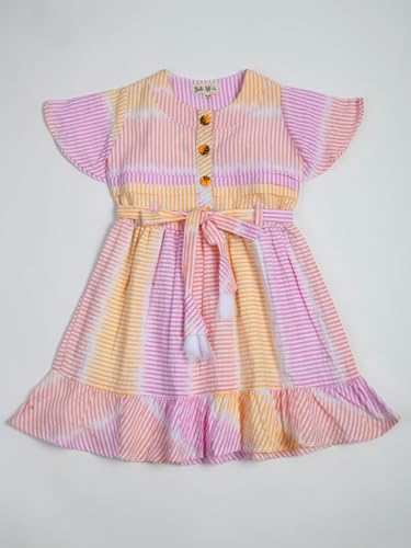 Image of mini mama Girl's Cotton Fit and Flare Knee-Length Dress