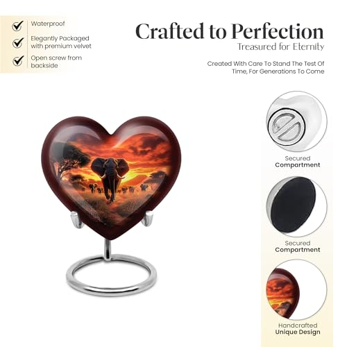Image of Elephant Urn Small Urn for Human Ashes Women Keepsake 3 Inch 2 Qty | Tiny Urns for Human Ashes Adult Female Mini Cremation Urns