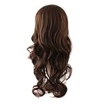 MapofBeauty 24 Inch/60cm Charming Synthetic Fiber Long Wavy Hair Women Party Full Wig (Brown) - Image 2