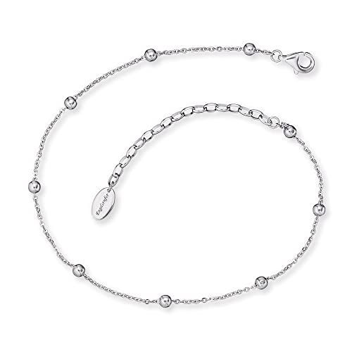 Tobillera plata 925 ajustable acero inoxidable y perlas mujer
