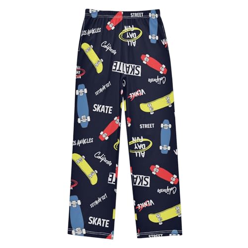 Boys' Pants Cool Skate Sport Black Patern Long Bottoms Jogger Pants Elastic Waist Trousers with Pockets S-XL