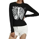 Diseño: camiseta de verano sin vientre para adolescentes, de corte ajustado, cuello redondo, manga corta, gótico, Harajuku Grunge Print Y2K estéticamente Crop Top Verano Slim Punk Streetwear.