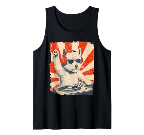 West Highland White Terrier, DJ, House-Musik, Retro-Hundeliebhaber Tank Top
