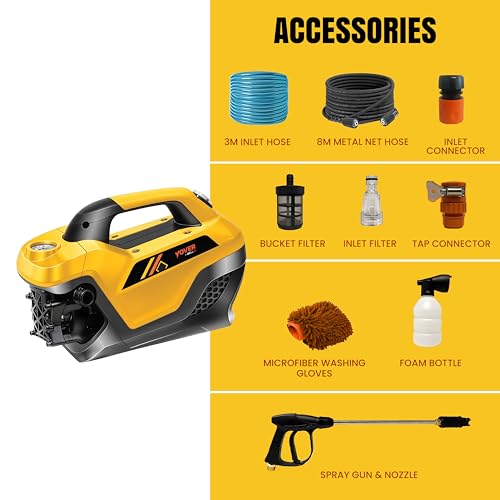Image of IBELL YO2800 High Pressure Washer, 2800W Induction Motor, 240 Bar Car Washer High Pressure Gun, 12 L /Min Flow, 8M Hose, Portable Pressure Washer for Car, Bike, Home & Outdoor Cleaning