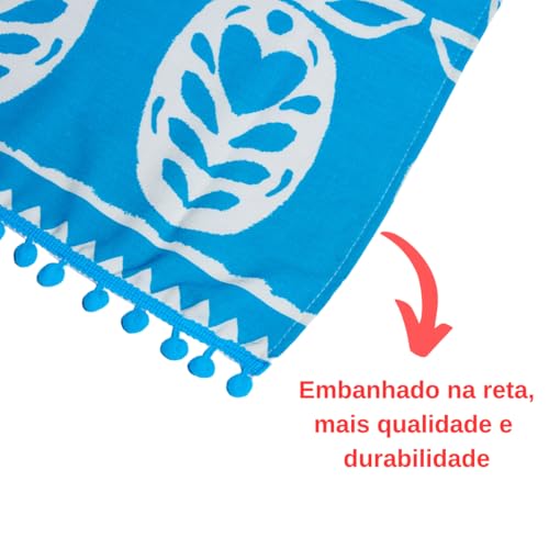 Marujá Beach Canga de Praia em Viscolinho Estampado Azul Turquesa Pareô Saída de Praia Piscina
