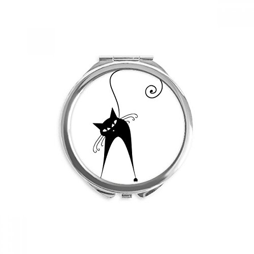 Miroir rond de poche chat noir d'Halloween portable maquillage à la main