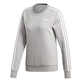 adidas Essentials Women's 3-Stripes Sweatshirt, Medium Grey Heather/White, Medium