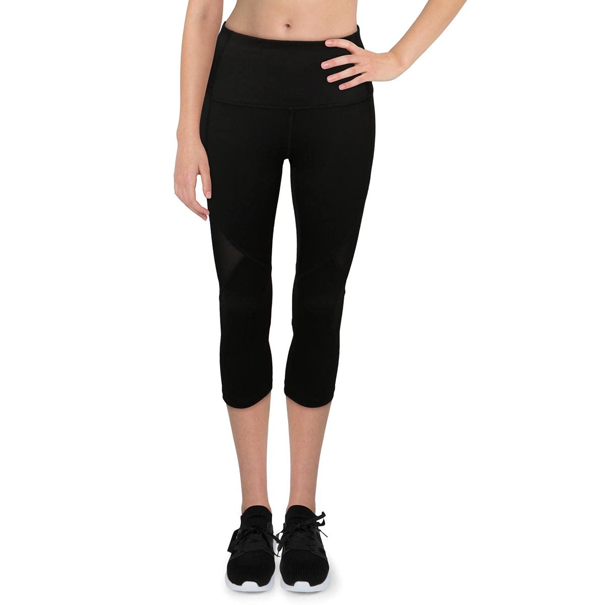Reebok Damskie legginsy Capri z nadrukiem ze średnim stanem i wydajnością kompresyjną, Czarny (Black), S
