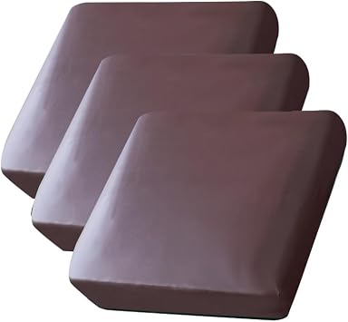 HOOBUY Waterproof PU Leather Couch Cushion Cover 3Pieces Stretch Sofa Slipcovers Furniture Protector with Elastic Suitable for Armchair, Loveseat,3 Seater Sofa 3, Coffe
