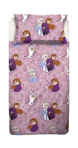 Disney Frozen - Juego de sábanas para Cama Individual de una Plaza de Franela de algodón Puro, sábana encimera + Bajera con Esquinas + Funda de Almohada