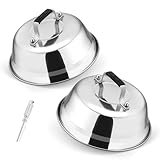 TEAMFAR Burgerglocke, Edelstahl Burger Glocke Burgerhauben 2er Set, Schmelzglocke Abdeckhaube mit Hitzebeständig Griff für Teppanyaki und Grill & Küche Kochen, Innen & Außen, 22,8x8cm