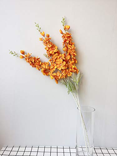 Suandsu 3Pcs Artificial Delphinium Ajacis Flowers Fake Violet Silk Flower Table Kitchen Home Garden Party Wedding Decoration Orange #TOP4