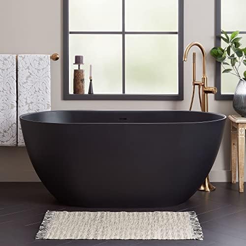 Signature Hardware 480479 Catino 59" Solid Surface Soaking Tub with Matte Black Interior - Matte Black