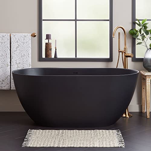 Signature Hardware 480479 Catino 59" Solid Surface Soaking Tub With Matte Black Interior #TOP28