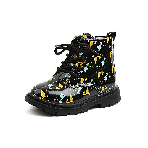 Komfyea Toddler Kids Boots Side Zipper Cute Dinosaur Combat Short Ankle Boots for Boy's Girl's
