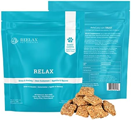Relax Pet Supplement, for Dogs/Canines – Chews (Small Breed) 100g | Calming Hemp Supplement | Stress and Anxiety | Over-Excitement | Travel Sickness | Depression | Separation Anxiety