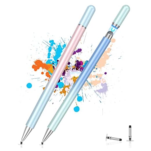 Stylus Pens for Touch Screens(2 Pcs), High Sensitivity 2-in-1 Magnetic Disc Stylus Pen for iPad Compatible with All Capacitive Touch Screens (Blue Pink/Light Green Blue)
