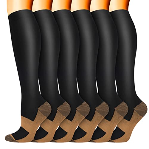 Sooverki Copper Compression Socks for Women & Men 6 Pairs