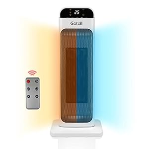 Gotoll Keramische ventilatorkachel met afstandsbediening, PTC-keramische verwarming, 3 standen, oscillatie, elektrische verwarming met timer, led-display, oververhittings- en kantelbeveiliging, elektrische kachel voor binnenruimte